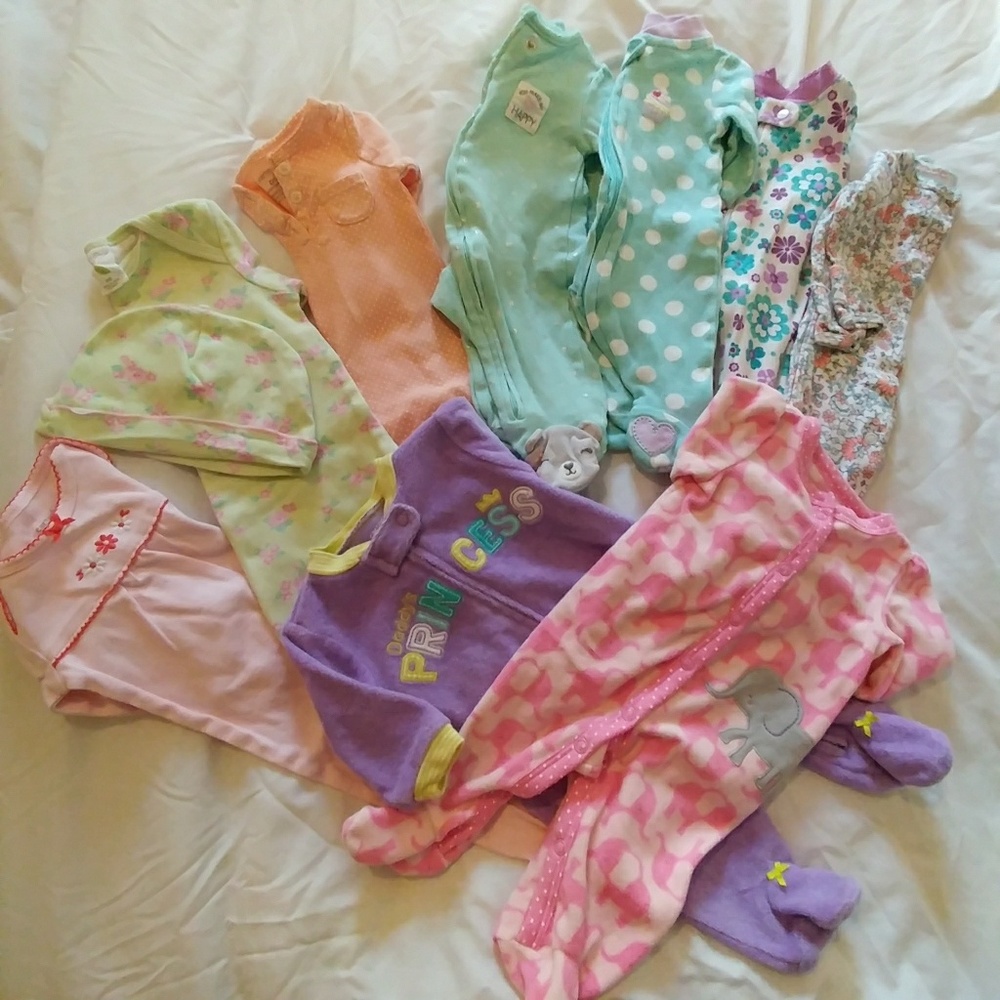 10 pc Newborn Girl Jammies